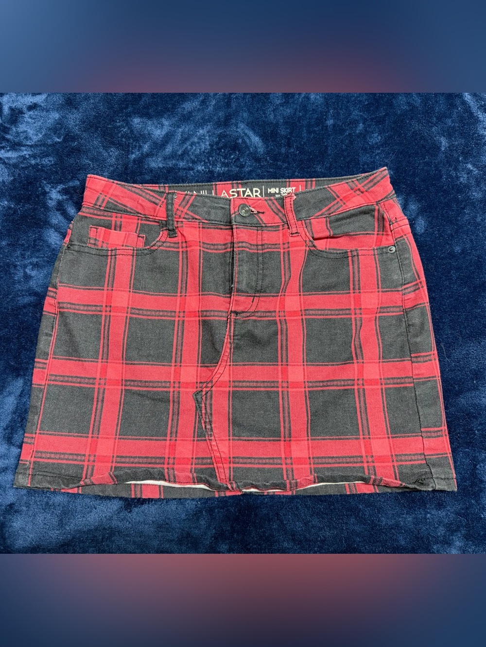 Vanilla Star Red & Black Plaid Mini Skirt